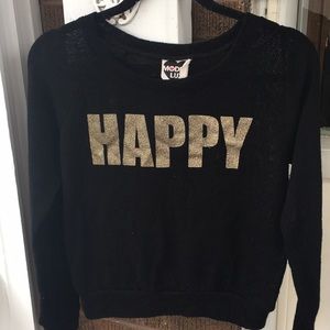 2/20 Modern Lux Black HAPPY Semi Cropped Sweater